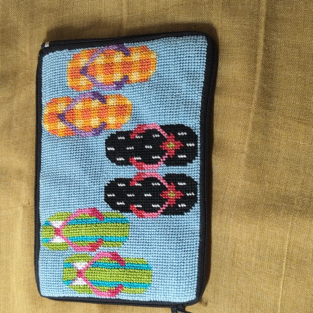 Handmade Cross Stitch Zipper Pouch